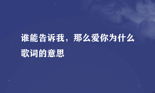 谁能告诉我，那么爱你为什么歌词的意思