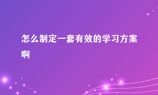 怎么制定一套有效的学习方案啊