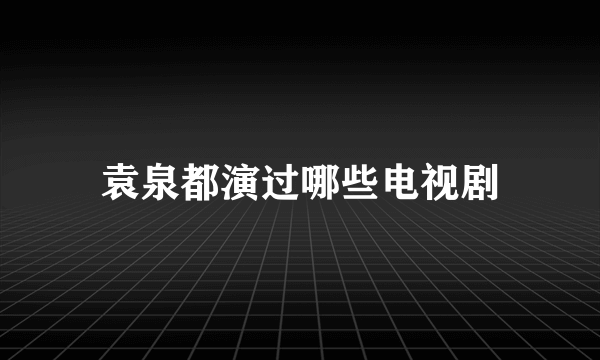 袁泉都演过哪些电视剧