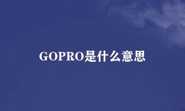 GOPRO是什么意思