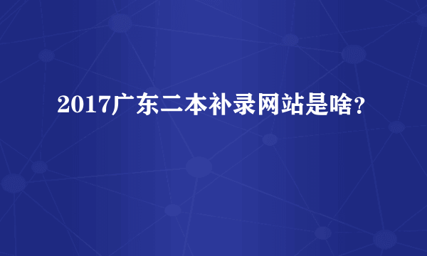 2017广东二本补录网站是啥？