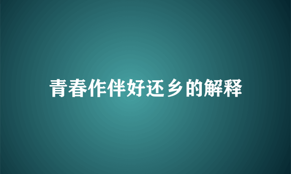 青春作伴好还乡的解释