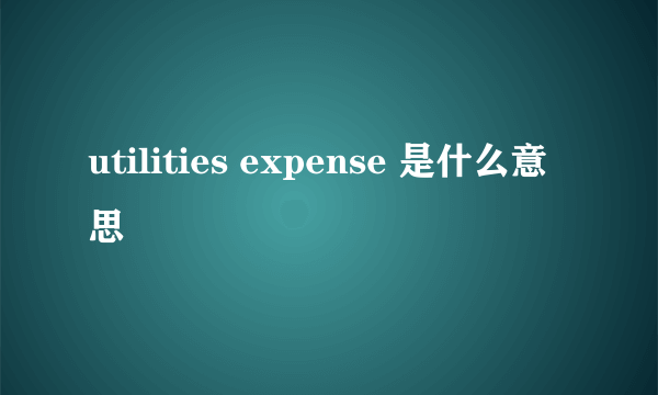 utilities expense 是什么意思