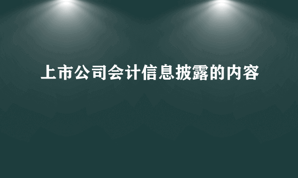 上市公司会计信息披露的内容