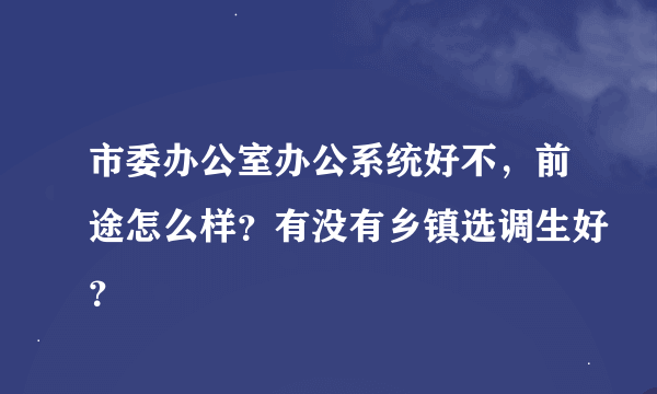 市委办公室办公系统好不，前途怎么样？有没有乡镇选调生好？