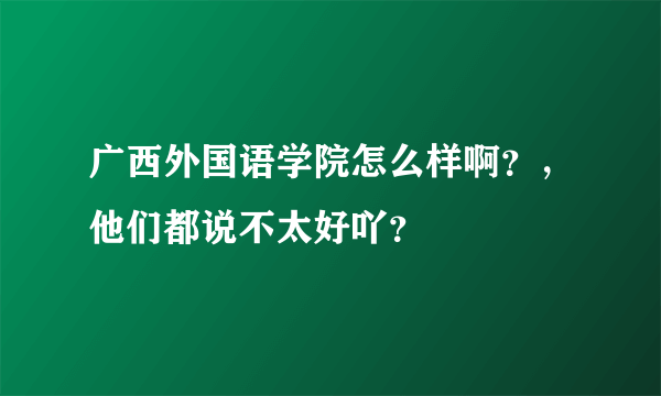 广西外国语学院怎么样啊？，他们都说不太好吖？