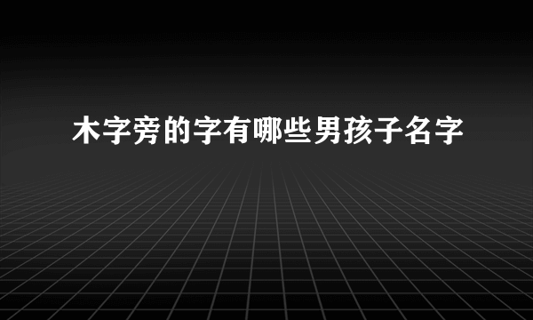 木字旁的字有哪些男孩子名字