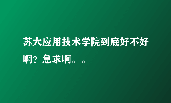 苏大应用技术学院到底好不好啊？急求啊。。