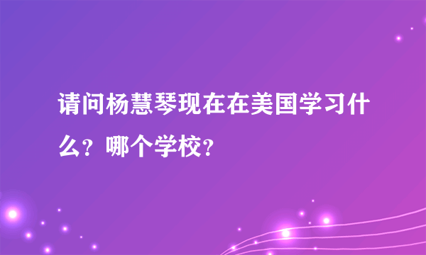 请问杨慧琴现在在美国学习什么？哪个学校？