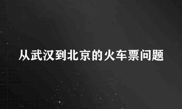 从武汉到北京的火车票问题