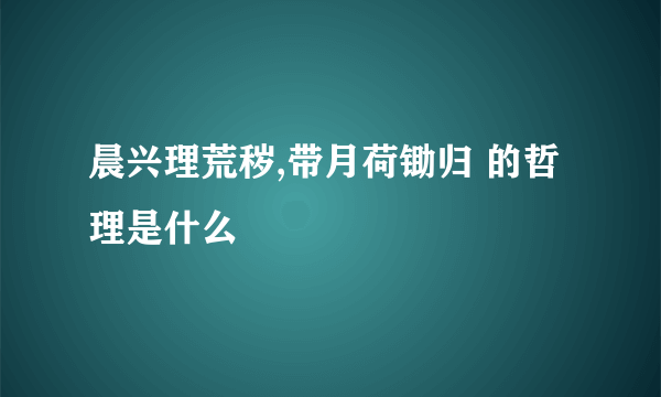 晨兴理荒秽,带月荷锄归 的哲理是什么