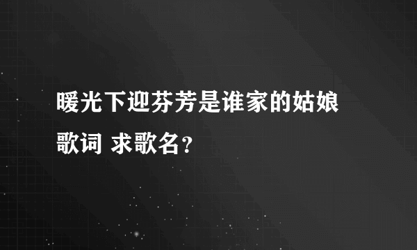 暖光下迎芬芳是谁家的姑娘 歌词 求歌名？