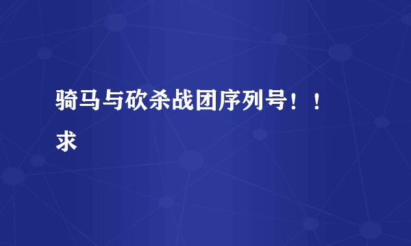 骑马与砍杀战团序列号！！ 求