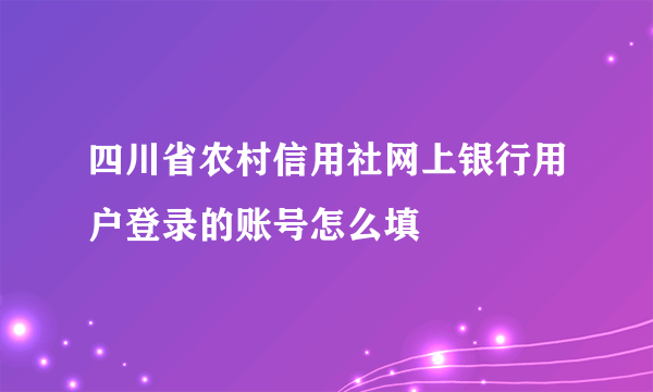 四川省农村信用社网上银行用户登录的账号怎么填