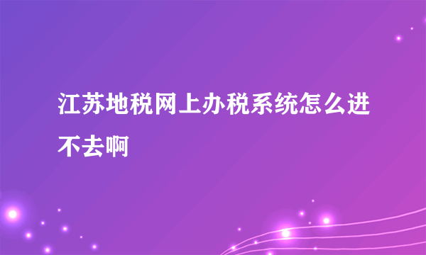 江苏地税网上办税系统怎么进不去啊