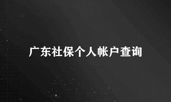 广东社保个人帐户查询