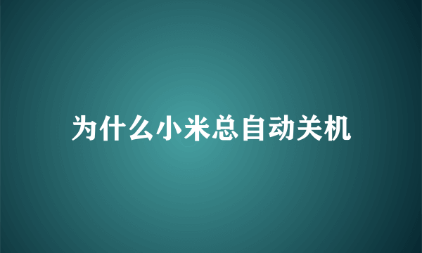 为什么小米总自动关机