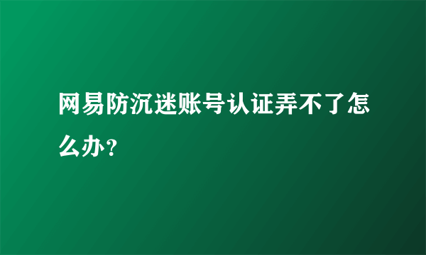 网易防沉迷账号认证弄不了怎么办？