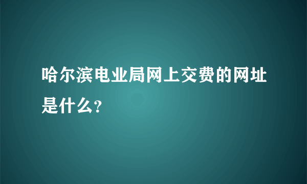 哈尔滨电业局网上交费的网址是什么？