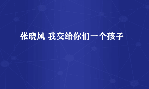 张晓风 我交给你们一个孩子