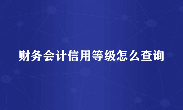 财务会计信用等级怎么查询