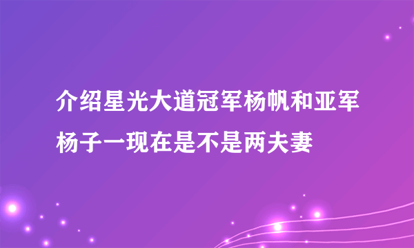 介绍星光大道冠军杨帆和亚军杨子一现在是不是两夫妻