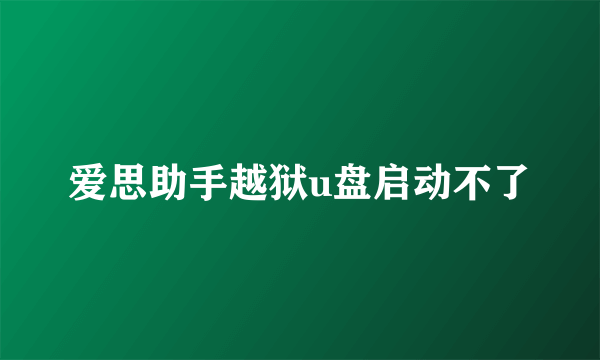 爱思助手越狱u盘启动不了