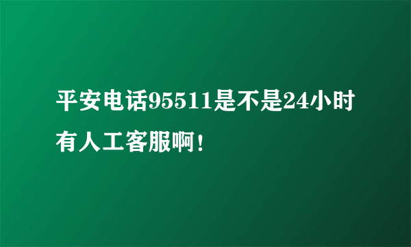 平安电话95511是不是24小时有人工客服啊！