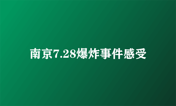 南京7.28爆炸事件感受