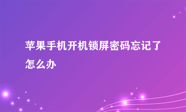 苹果手机开机锁屏密码忘记了怎么办