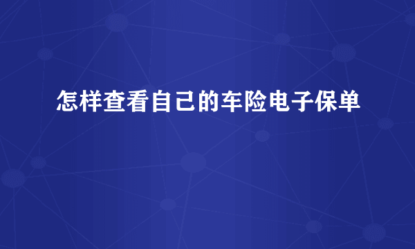 怎样查看自己的车险电子保单