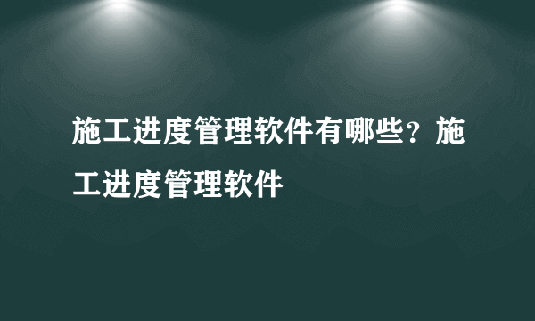 施工进度管理软件有哪些？施工进度管理软件