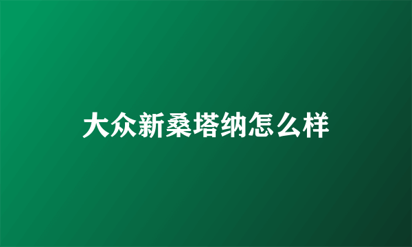 大众新桑塔纳怎么样