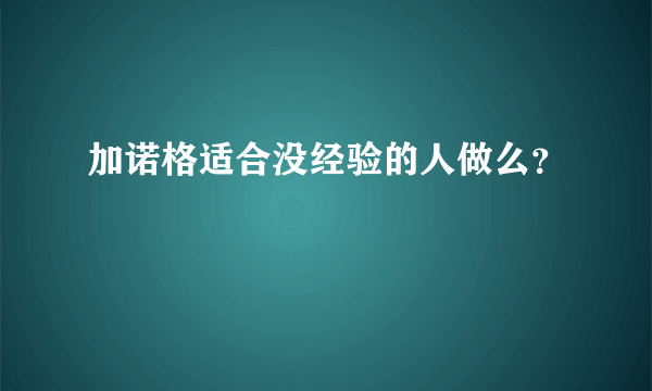 加诺格适合没经验的人做么？