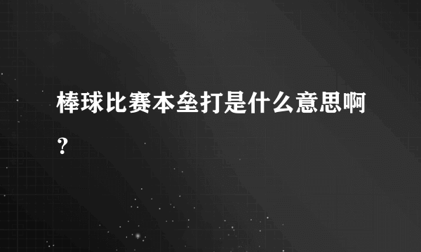 棒球比赛本垒打是什么意思啊？