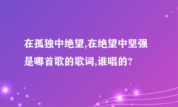 在孤独中绝望,在绝望中坚强是哪首歌的歌词,谁唱的?