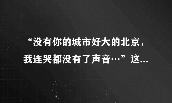 “没有你的城市好大的北京，我连哭都没有了声音…”这是什么歌？