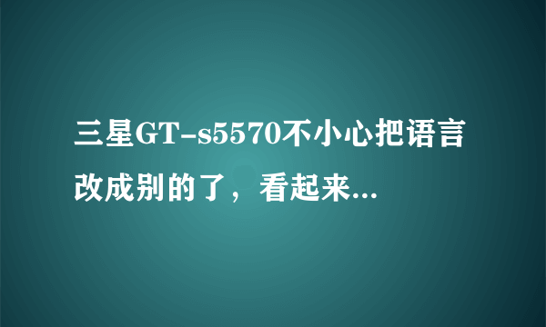 三星GT-s5570不小心把语言改成别的了，看起来一点都不像是英文，还带音标，不知是哪国语言，怎么改？