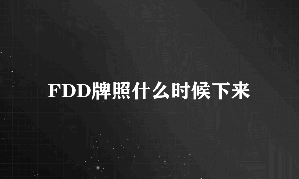 FDD牌照什么时候下来