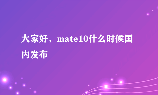 大家好，mate10什么时候国内发布