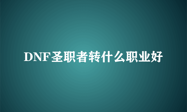 DNF圣职者转什么职业好