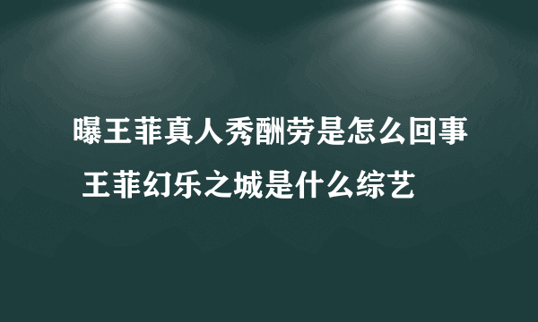 曝王菲真人秀酬劳是怎么回事 王菲幻乐之城是什么综艺