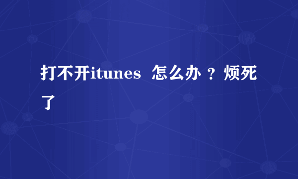 打不开itunes  怎么办 ？烦死了