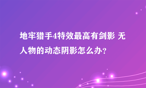 地牢猎手4特效最高有剑影 无人物的动态阴影怎么办？