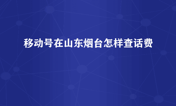 移动号在山东烟台怎样查话费