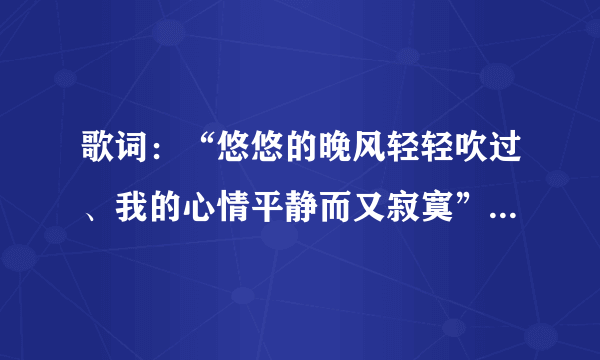 歌词：“悠悠的晚风轻轻吹过、我的心情平静而又寂寞”求歌名！