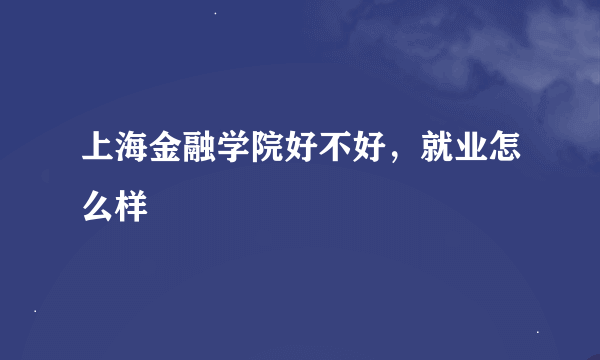 上海金融学院好不好，就业怎么样