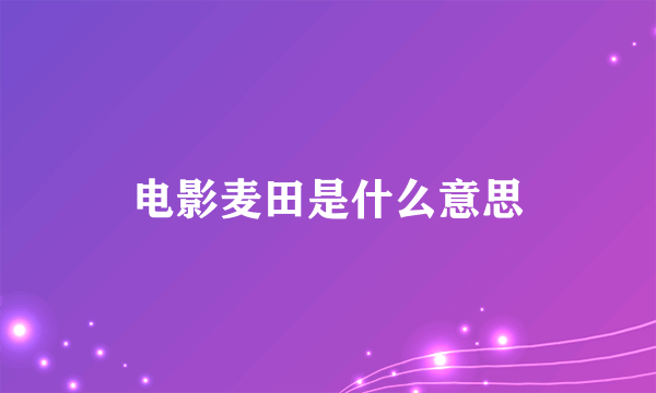 电影麦田是什么意思