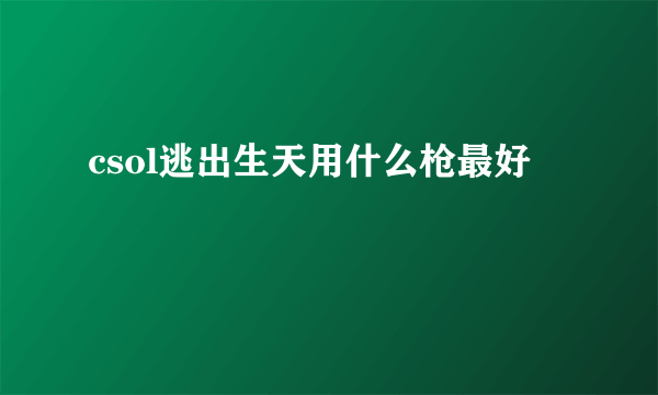 csol逃出生天用什么枪最好