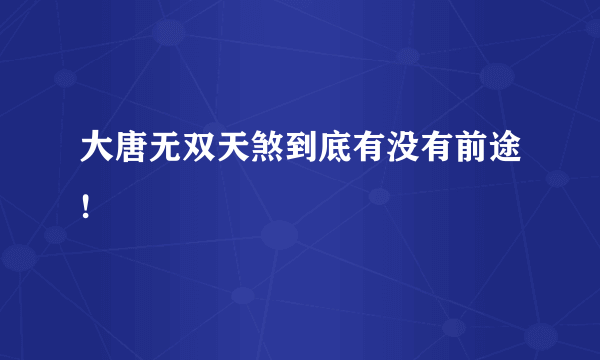 大唐无双天煞到底有没有前途!